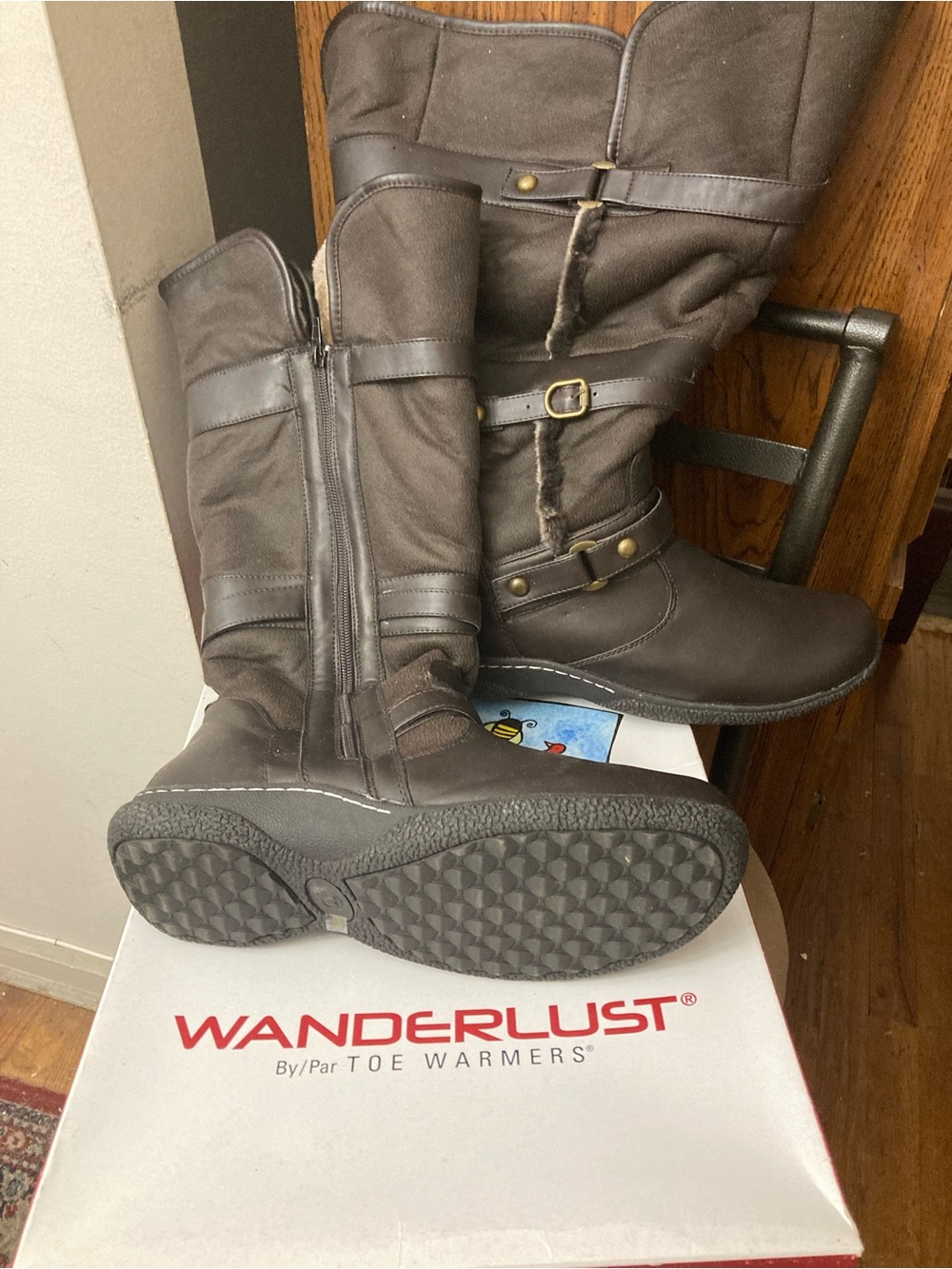 Wanderlust Brown Tall Zip Winter Boots 11W new in box